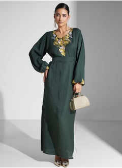 اشتري Embroidered Belted Jalabiya في السعودية