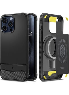 Buy Rugged Armor MagFit for iPhone 15 Pro Case Cover with MagSafe and Carbon Fiber Textures - Matte Black in UAE
