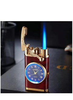 Buy Torch Lighter with Electric Watch Jet Lighter with Watch Creative Dial Rocker Arm Inflatable Lighter Windproof Portable Candle Lighter Grill Camping Lighter Best Gifts(Red) in UAE