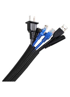 Buy Adjustable Braided Cable Sleeve, Wire Management Sleeve Concealer for TV Table, Computer Cable Sleeve with Flame Retardant Cord Organizer and Protector, 3M/9.84ft, Black in Saudi Arabia