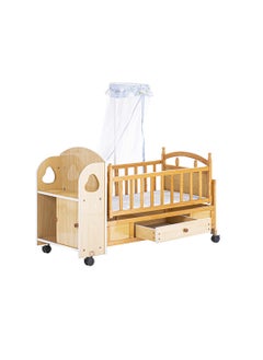 Buy Multifuctional Baby Rocking Bed Adjustable Infant Cots with Drawer in UAE