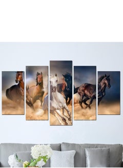 Buy 5 Piece Horses Digital Painting Decorative Wall Art Wall Decor Card Board MDF Home Decor 100CM x 60CM in Saudi Arabia