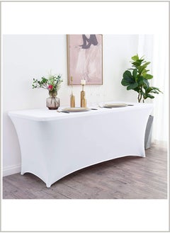 Buy Eco Friendly Cosmopolitan Polyester Spandex Blend Table Cover Non Slip Wrinkle Resistant Stretch Easy Care Cloth With Tailored Leg Pockets For 6 Foot Tables Ideal For Banquets Weddings Showers in UAE