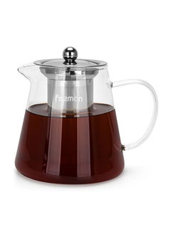 اشتري Glass Tea Pot with Stainless Steel Filter, Borosilicate Glass Tea Pot Infuser, with Stylish Design, Great For Loose Leaf Tea, Blooming Tea, Tea Bags & Fruit Infused Water 950ml في الامارات