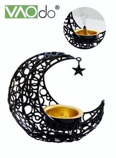 Buy Mini Incense Burner Moon-shaped Elegant Desktop Incense Burner Festival Celebration Aromatherapy Black in UAE