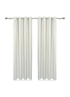 Buy 2-Piece Gael Embossed Blackout Curtain Set, Ivory - 140x240 cm in UAE