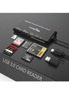 اشتري Cross-border USB 3.0 multi-function card reader CF/XD/MS/SD/TF card seven in one USB card reader wholesale factory CR7(A port C port 2 in 1) with logo في الامارات