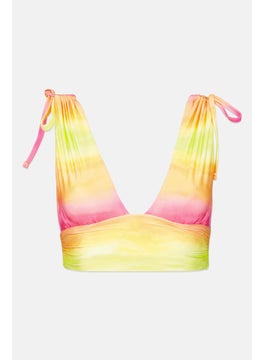 Buy Women Tie Dye Print Bikini Top, Lime Green Combo in UAE