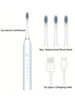 اشتري Sonic Electric Toothbrush With Brush Heads For Men Women Tooth Clean 5 Modes Smart Timer Electric Toothbrushes في الامارات