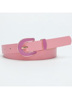 Buy Belt New Design Alloy with Resin Pin Buckle PU Leather Belt Elegant Solid Color Women's Decoration Belt in Saudi Arabia