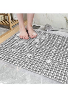 اشتري Shower-Mat, with Suction Cups and Drain Holes, Non-Slip Shower Mats for Inside, Shower Large Thick Soft Shower Floor Mat, 60×60cm, Anti Slip Square Bath Mats for Shower, Grey, 1 Pcs في السعودية