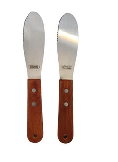 اشتري 2PCS Stainless Steel Butter Spreader Knife with Wooden Handle for Kitchen 19 cm Random Handle في السعودية