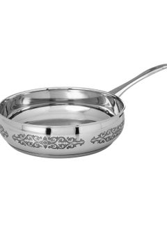 Buy Stainless steel frying pan with engraving on the side, size 24 cm in Saudi Arabia