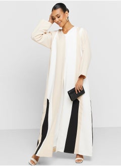 Buy Colorblock Detail Abaya With Sheila in Saudi Arabia