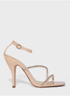 Buy Square Toe  Diamante Strap Stiletto Sandal in UAE