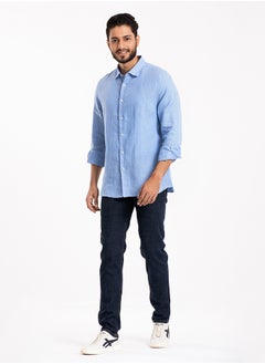 Buy COTTON LIGHT BLUE CASUAL LONG SLEEVE SHIRT in UAE