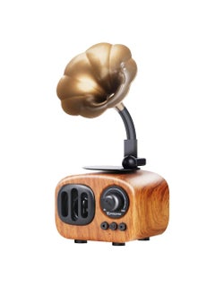 اشتري Retro Gramophone Speaker B7 Trumpet Style Stereo Subwoofer Music player Box Wooden phonograph Speakers Support AUX FM TF في الامارات