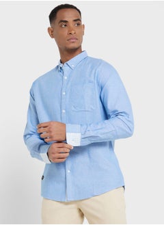 Buy Thomas Scott Men Blue Slim Fit Pure Cotton Casual Sustainable Shirt in Saudi Arabia