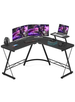 Buy L Shaped Home Office Computer Corner Table 130cm Gaming Desk with Shelf in Saudi Arabia