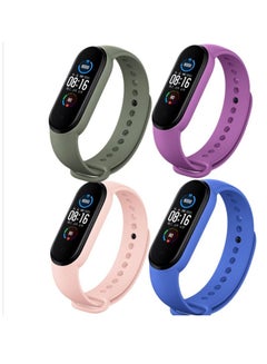 Buy Band Strap for Mi Band 3 and Mi Band 4 Wristband Soft Silicone Strap (Pack of 4) (Pink Sand/Blue/DarkGrey/Purple) in Saudi Arabia