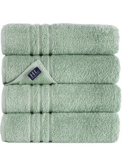 اشتري Light Green Bath Towels 4 Pack 27X54 Soft And Absorbent Premium Quality Perfect For Daily Use 100% Cotton Towel 600 Gsm في الامارات