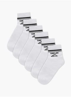 Buy Logo Print Ankle Socks - Set of 5 in UAE