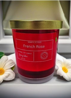 Buy Soy Wax Candle – French Rose Aroma, 220g in Premium Gift-Ready Box | Handmade, Natural, Vegan for Home & Office in UAE