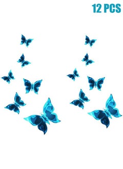 اشتري Pack of 12 Wall Stickers Luminous Wall Stickers Blue 3D Butterfly Wall Stickers Luminous for Home Decoration Children's Room Bedroom Decoration Festive Party Decoration DIY في السعودية