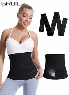 Buy Waist Trainer for Women Waist Trimmer Lower Belly Fat Waist Wrap with Tightness Adjustable & Non-Slip, Invisible Tummy Bandage Wrap Waist M in UAE