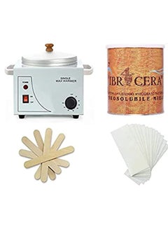 Buy Single Wax Heater Machine Hair Removal, Waxing Kit Wax Warmer for Body Hair Removal with 600ml Dark Honey Wax, 100 Pcs Wax Paper Strip and 10 Pcs Wood Spatula in UAE