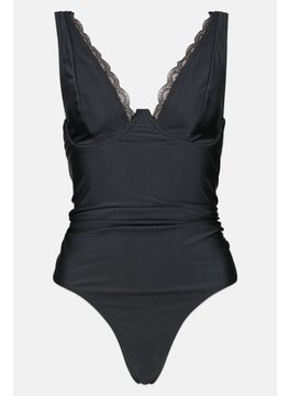 Buy Women Solid One Piece Swimwear, Black in UAE