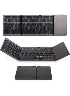 Buy Mini Bluetooth Keyboard with Touchpad, Ultra Slim Keyboard Foldable,USB Rechargeable,Wireless Keyboard for Windows/iOS/Android,Portable for Tablet, Pad, Phone, Smart TV (Black) in Saudi Arabia