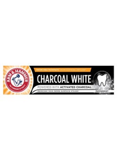 Buy Activated Charcoal White Pepermint Toothpaste With Baking Soda Removes 100% More Surface Stains 75ml in Saudi Arabia