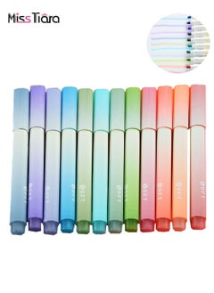 اشتري 12 Colors Pastel Colors Highlighter Set Assorted Colors Highlighters Pens Chisel Tip Marker Pens for Adults Kids Students Journaling Highlighting Planner Notes Office School Supplies في الامارات