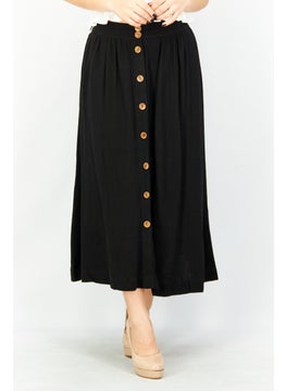 اشتري Women Solid Midi Skirt, Black في الامارات