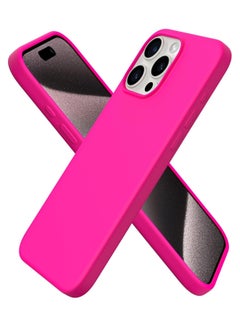Buy Compatible with iPhone 15 Pro Max Case 6.7 Inch Slim Liquid Silicone 4 Layers Soft Gel Rubber Shockproof Protective Phone Case with Anti Scratch Microfiber Lining (Hot Pink) in Egypt