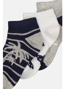 اشتري Toddlers Boy 3 Pairs Ankle Socks, Navy/White/Grey في الامارات