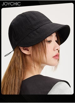 Buy Women Spring Summer Autumn Versatile Bucket Hat Daily Outdoor Sun Protection Peaked Cap Adjustable Foldable Waffle Hat for Ladies Girls Black in UAE