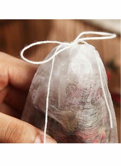 Buy Tea Infuser Bags 200 Pcs Cotton Drawstring with Drawstring Safe Unbleached Natural Strong Penetration Paper Bags for Loose Leaf Tea Herb and Coffee Strainer in UAE