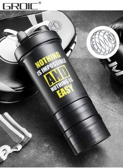 اشتري 3 Layer Shaker Bottles for Protein Mixes Workout Shaker Leak Proof, Sport Water Bottle, Dual Mixing Technology with Shaker Balls, Twist and Lock Protein Box Storage Included في الامارات