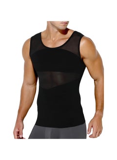 Buy Compression Shirts for Men Slimming Workout Mesh Tank Top Undershirts Shapewear Sleeveless Vest Men XL in Saudi Arabia