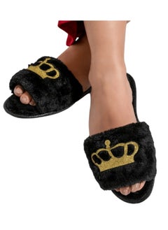 Buy black fur slipper queen style 38/39 in Egypt