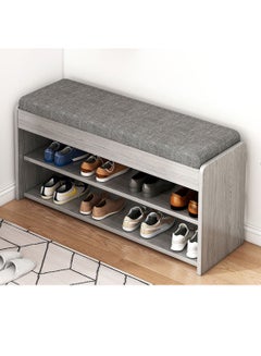 Buy 2-Tier Nordic Style Shoe Rack Organizer Bench With Cushion Padded Seat For Hallway Entryway in Saudi Arabia