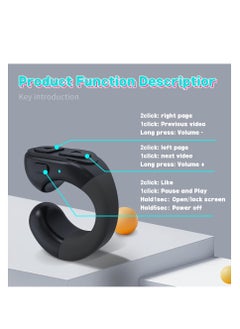 اشتري Tiktok Trending Bluetooth Smart Scrolling Ring Kindle App Remote Page Turner with Phone Holder Wireless Camera Shutter Selfie Button - Compatible with iPhone Ipad Android (Black) في الامارات