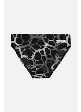 اشتري Men Animal Print Print Drawstring Swimwear Brief, Black and Grey في السعودية