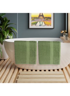 Buy 10 Pcs MATRIX Dyed Towel set 500 GSM 100% Cotton Terry Zic Zac Border 2 Bath Towel (70x140) cm, 2 Hand Towel (50x90) cm, & 6 Face Towel (33x33) cm Soft Feel Highly Absorbent Dark Green Color in UAE