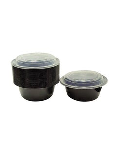 Buy Microwave Container Black Round With Lid 25 Ounces Pack of 24 Pieces. in UAE