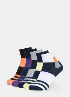 Buy Pack of 5 - Colorblock Quarter Socks in Saudi Arabia