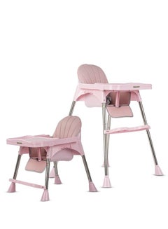 Buy 3 In 1 Invictus Convertible High Chair For Kids With Adjustable Height And Footrest Baby Toddler Feeding Booster Seat With Tray Safety Belt High Chair For Baby 6 Months To 4 Years Pink in UAE