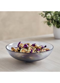 Buy Adro Ribbed Glass Bowl 20 x 6.5 x 20 cm in Saudi Arabia